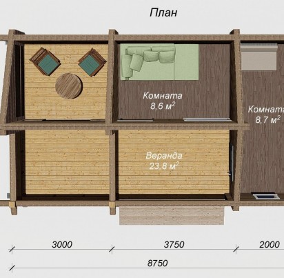 Дом из бруса 5000х8750
